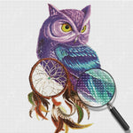 Lila Eule und Traumfänger Diamond Painting