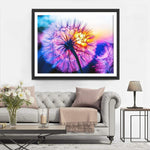 Lila Pusteblume bei Sonnenuntergang Diamond Painting