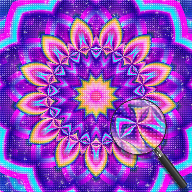 Lila Sonnenblume Mandala Diamond Painting