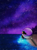 Lila Sternenhimmel und blaues Meer Diamond Painting