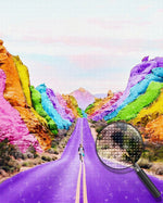 Lila Straße und Regenbogenberg Diamond Painting