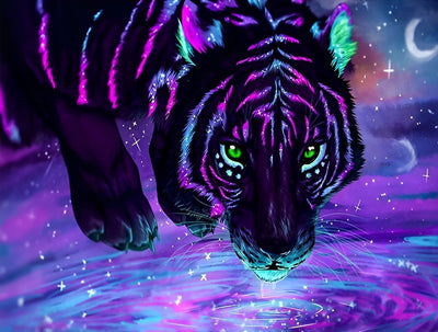 Lila Tiger Diamond Painting