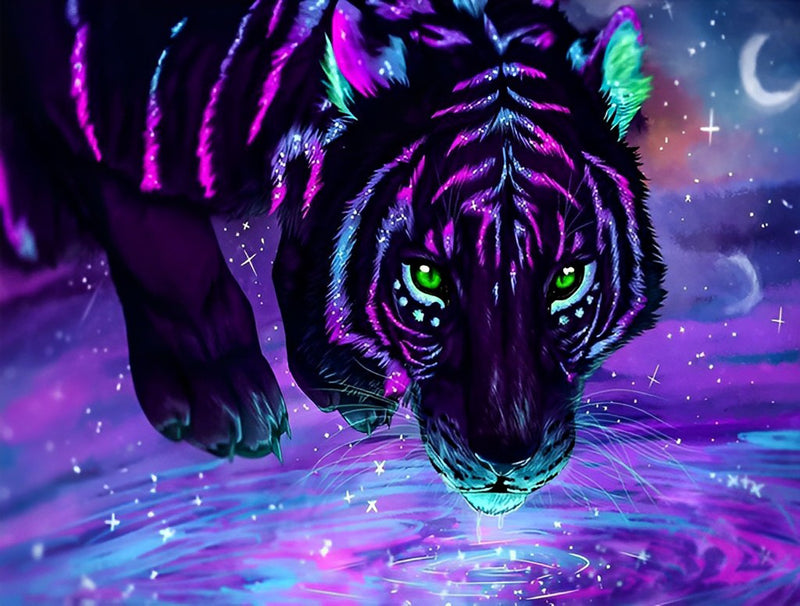 Lila Tiger Diamond Painting