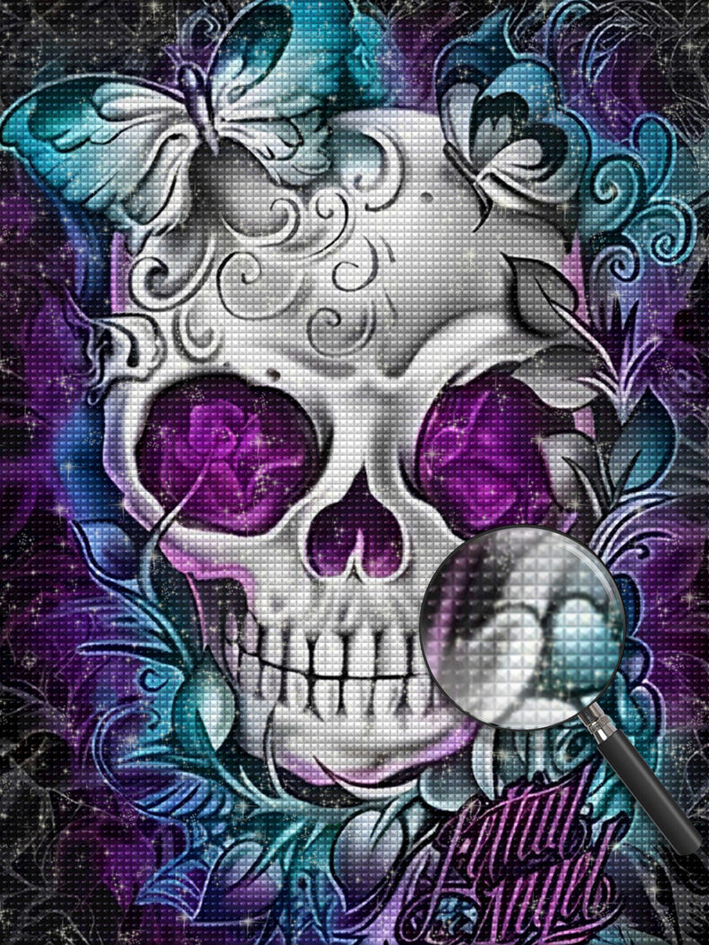 Lila Totenkopf Diamond Painting