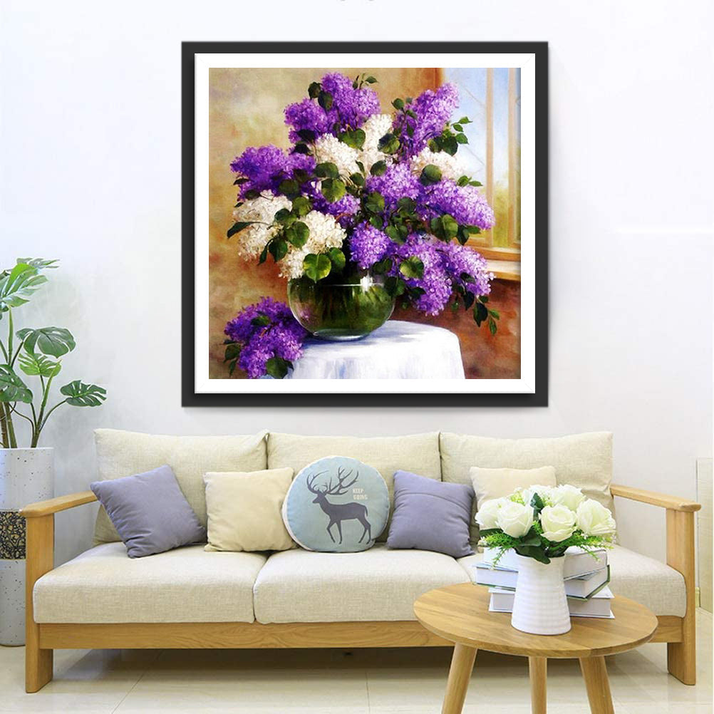 Lila und weiße Flieder Diamond Painting