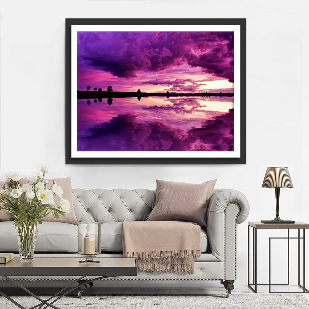 Lila Wolken und See Diamond Painting