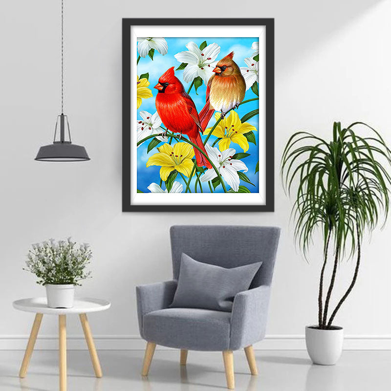 Lilien und Vögel Diamond Painting