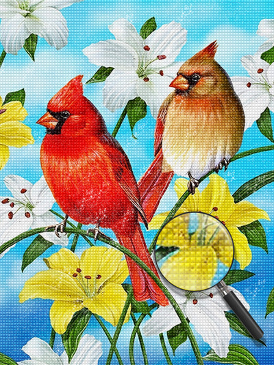 Lilien und Vögel Diamond Painting