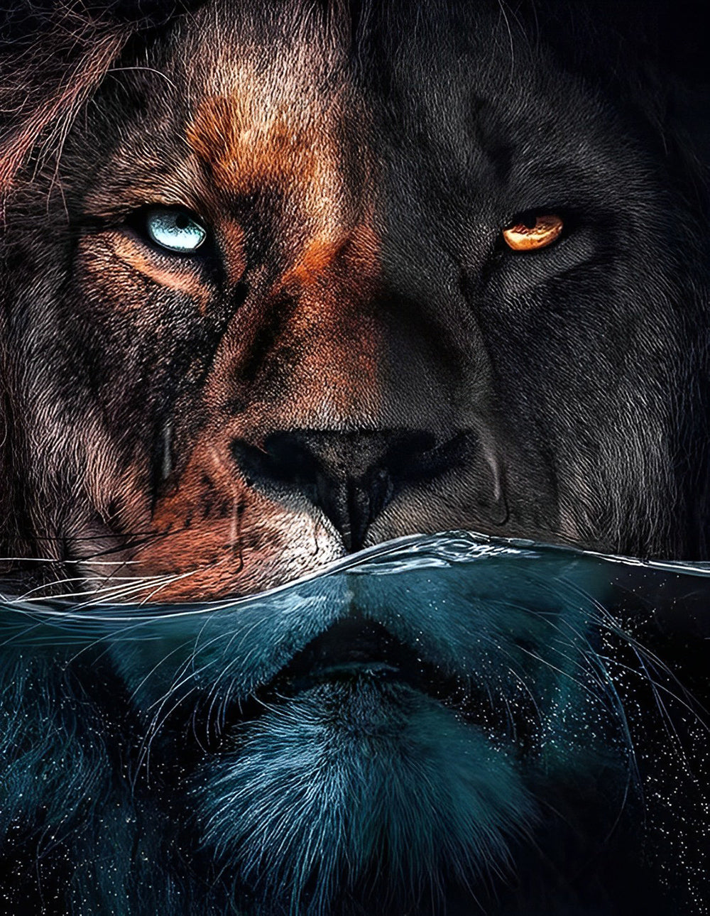 Löwe im Wasser Diamond Painting