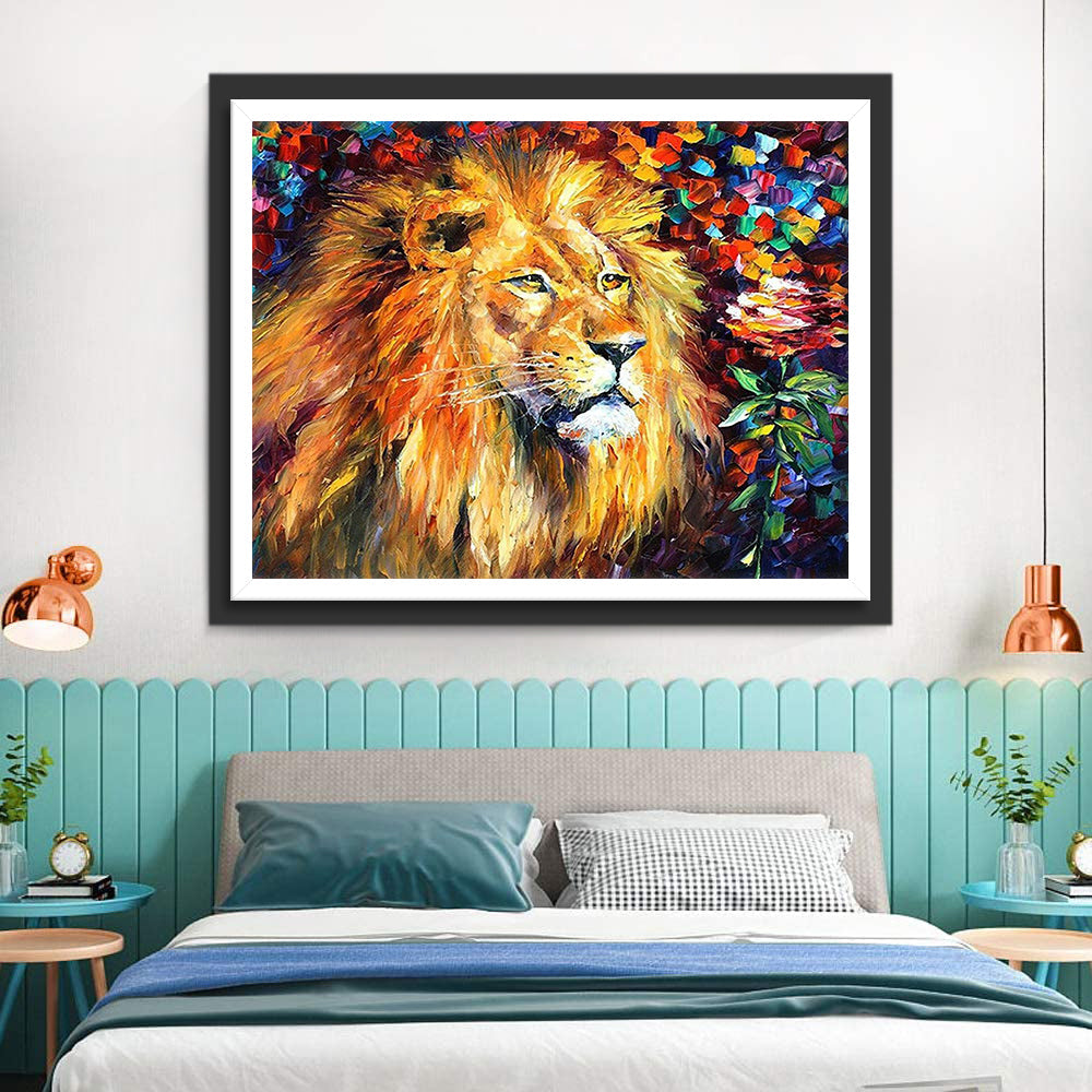 Löwe und Rose Diamond Painting