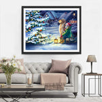 Mädchen Hund Weihnachtsbaum Diamond Painting