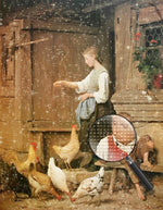 Mädchen und Hühner Diamond Painting
