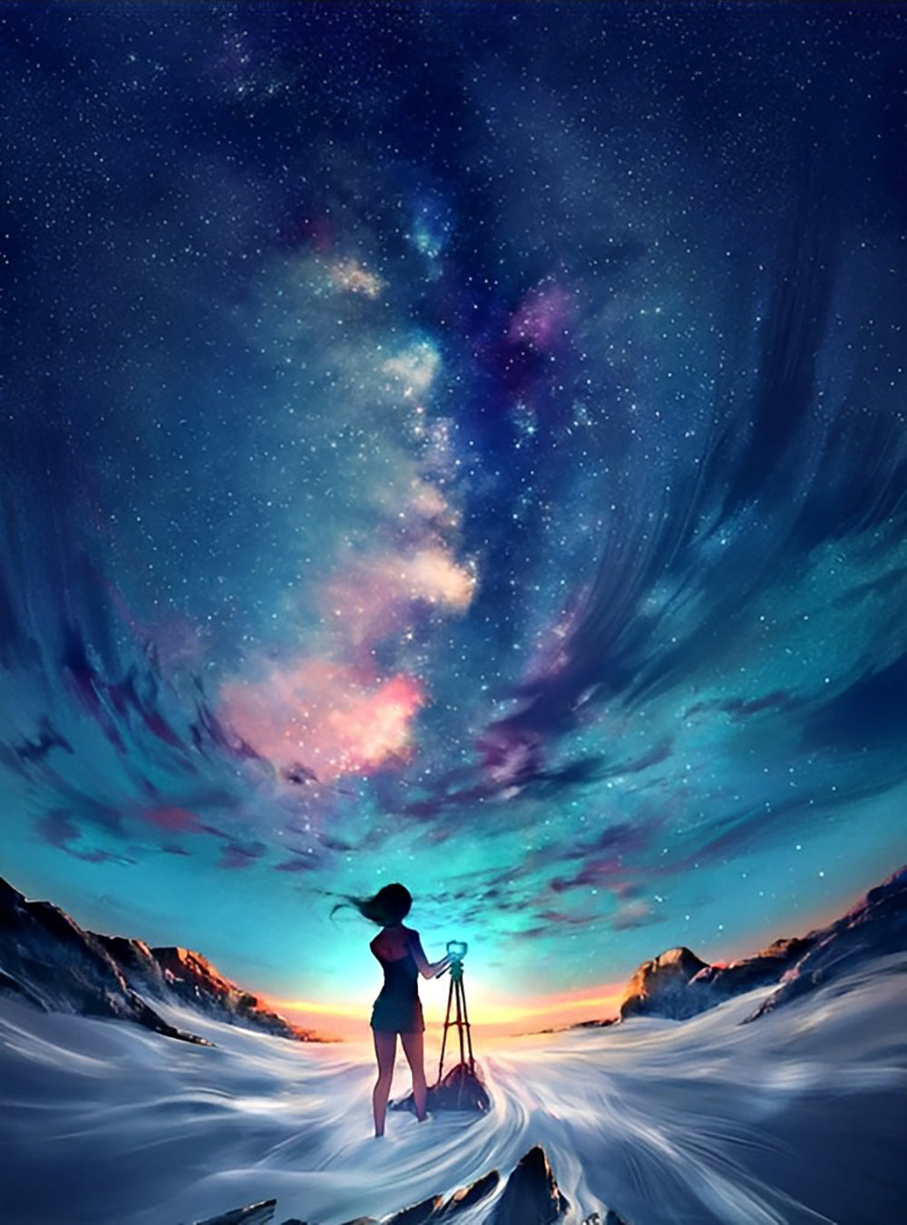 Mädchen unter dem Sternenhimmel Diamond Painting