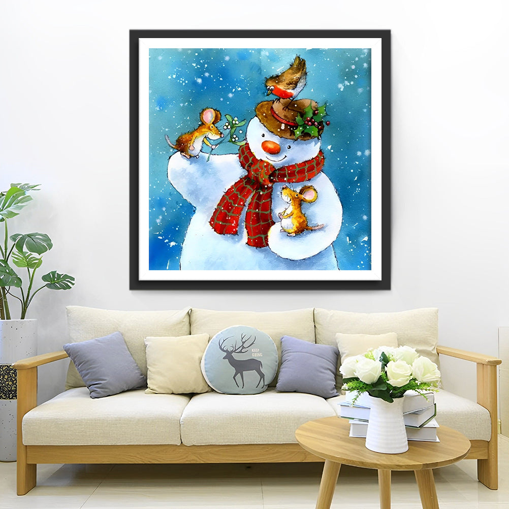 Mäuse Weihnachtsschneemann Diamond Painting