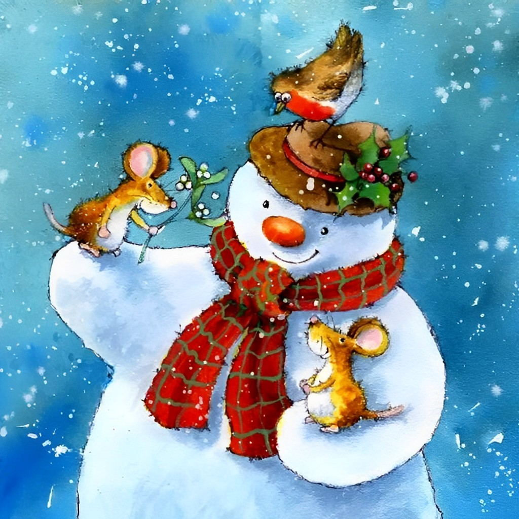 Mäuse Weihnachtsschneemann Diamond Painting