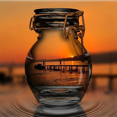 Meer und Sonnenuntergang in der Flasche Diamond Painting