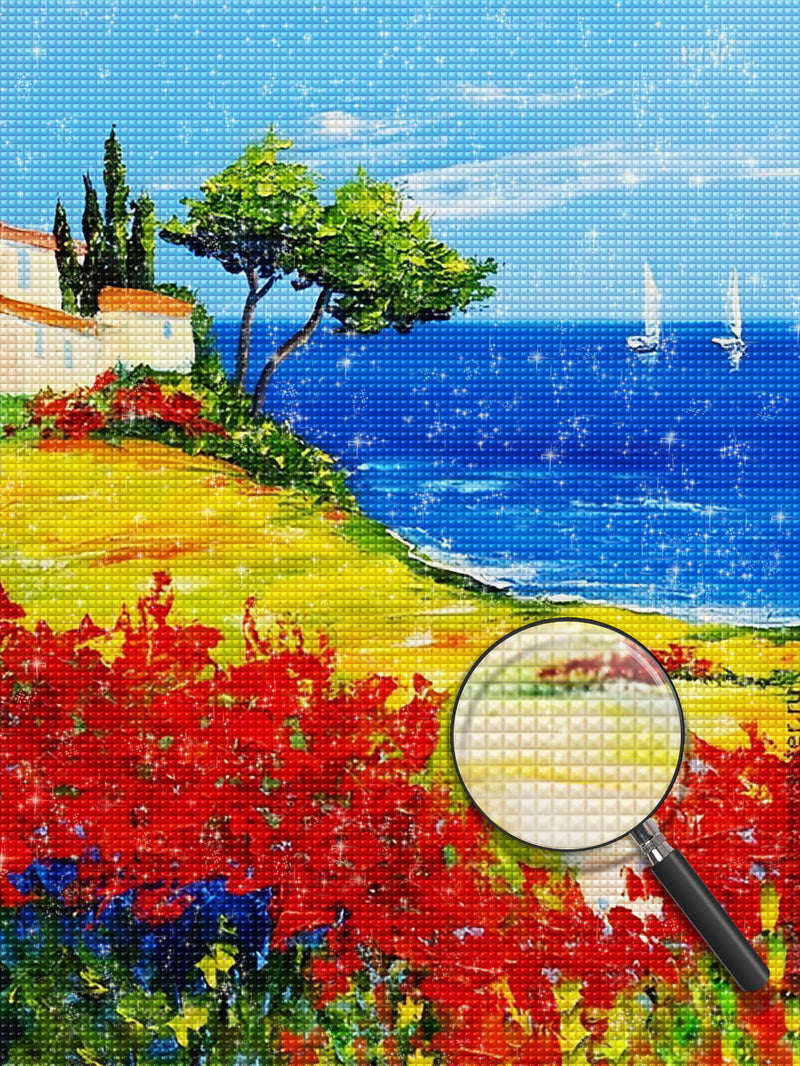 Meer und weiße Segel Diamond Painting