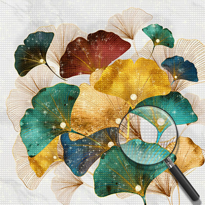 Mehrfarbige Ginkgoblätter Diamond Painting