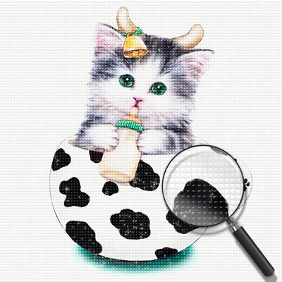 Milch trinkende Katze in der Tasse Diamond Painting