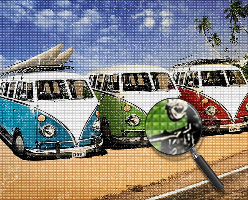 Minibus am Strand Diamond Painting