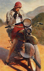 Motorrad und schöne Frau Diamond Painting