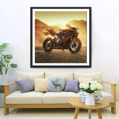 Motorrad und trockenes Land Diamond Painting