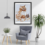 Mutter Katze und ihre Kinder Diamond Painting