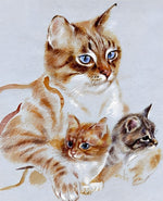 Mutter Katze und ihre Kinder Diamond Painting