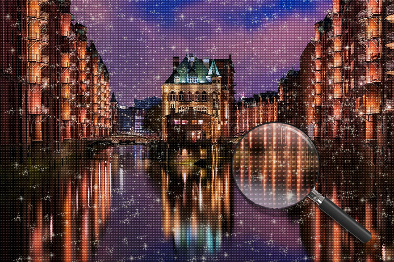 Nachtansicht von Hamburg, Deutschland Diamond Painting