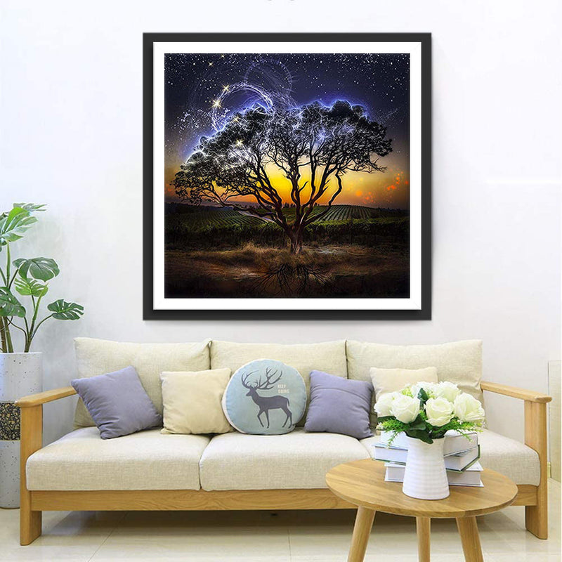 Nachthimmel Baum Sterne Diamond Painting