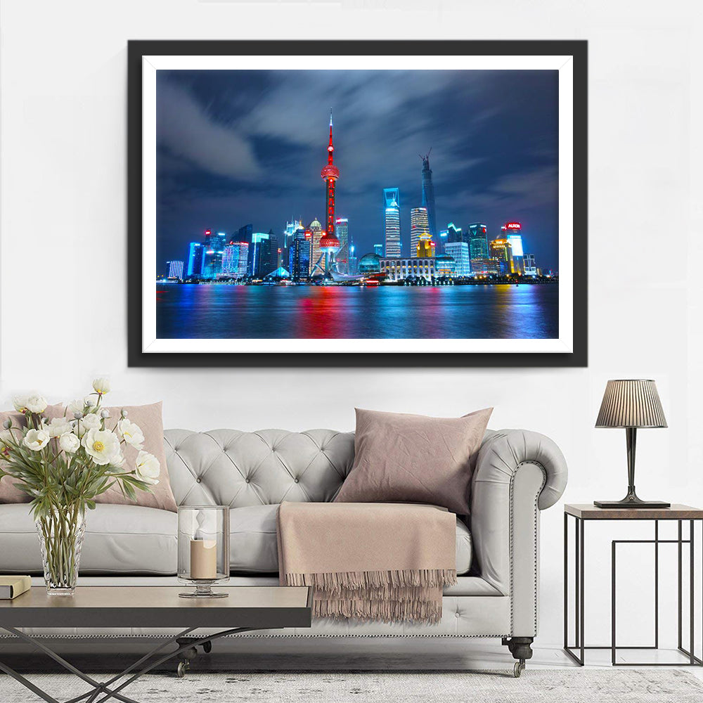 Nachtszene vom Waitan in Shanghai Diamond Painting