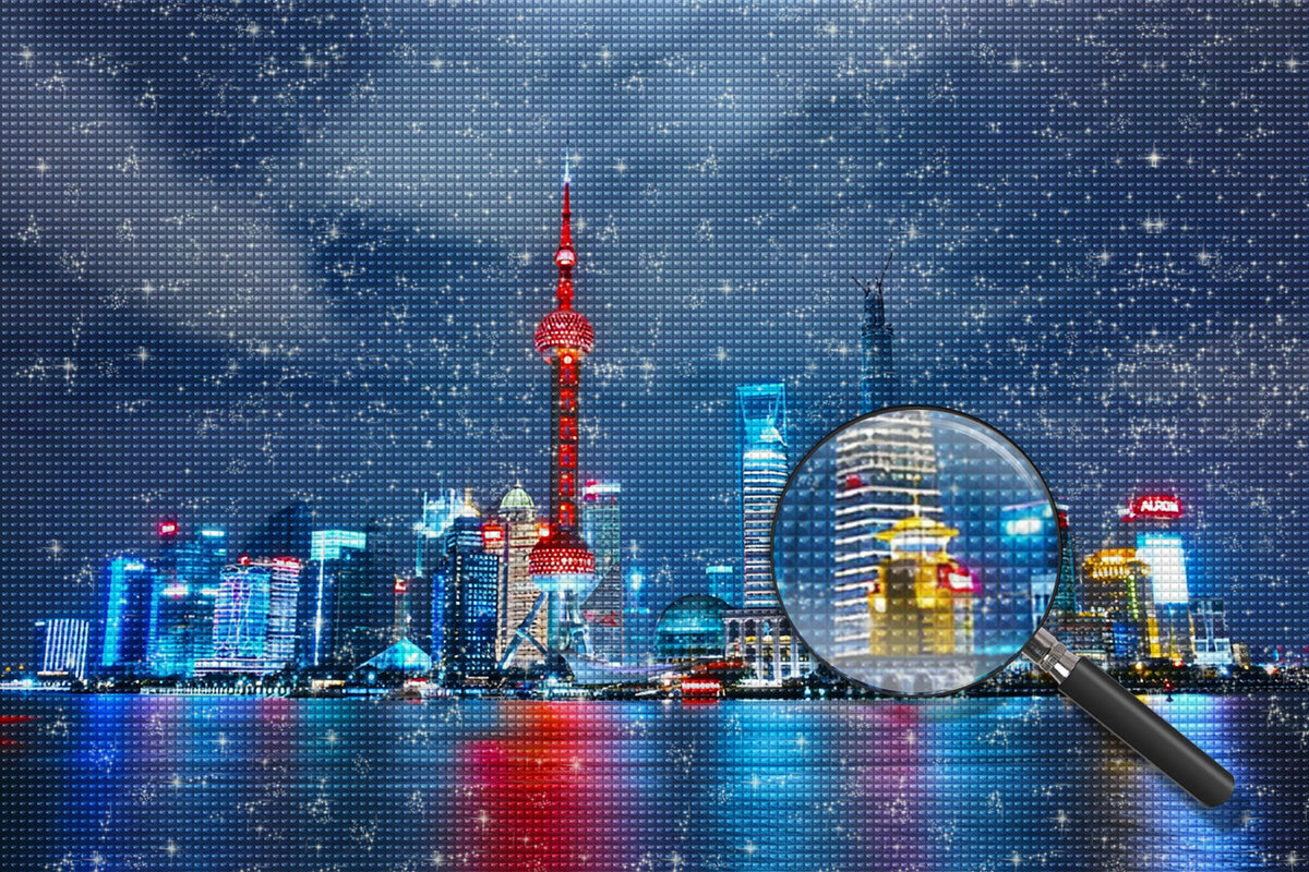 Nachtszene vom Waitan in Shanghai Diamond Painting
