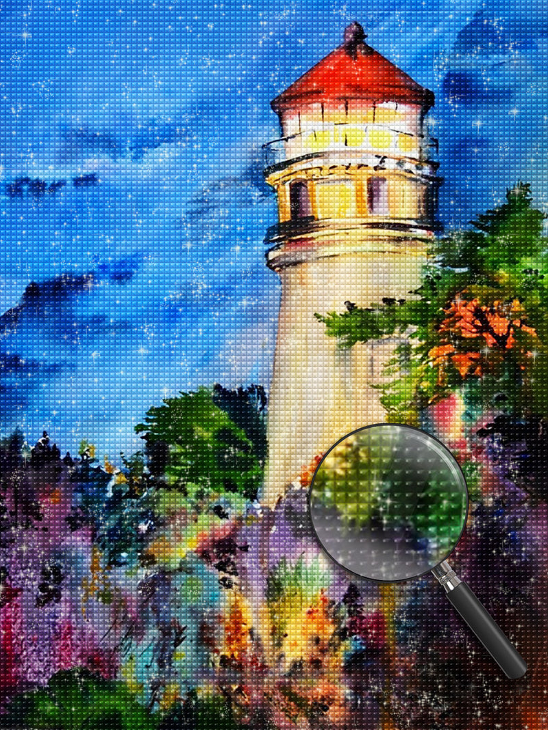 Nächtlicher Leuchtturm Diamond Painting