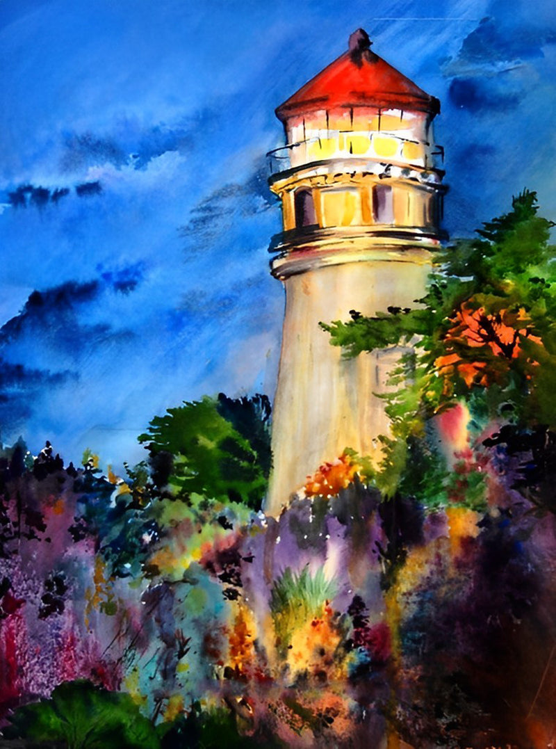 Nächtlicher Leuchtturm Diamond Painting