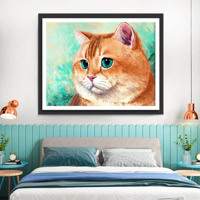 Orange Katze mit grünen Augen Diamond Painting