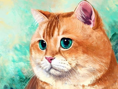 Orange Katze mit grünen Augen Diamond Painting