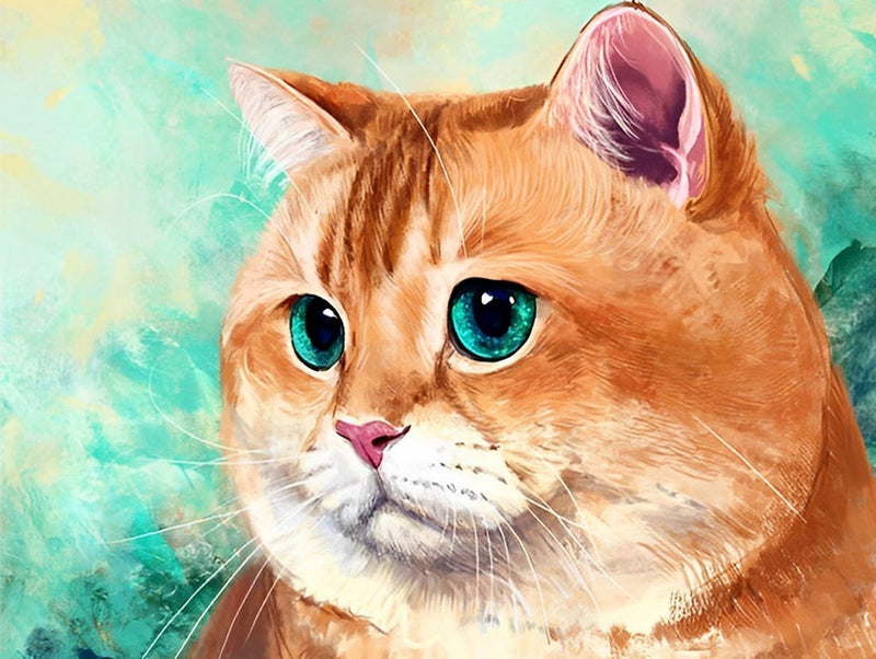 Orange Katze mit grünen Augen Diamond Painting