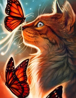 Orange Katze und Schmetterlinge Diamond Painting