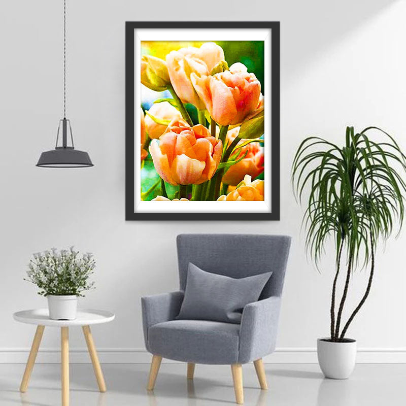 Orangefarbene Tulpen Diamond Painting