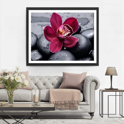 Orchidee und Steine Diamond Painting