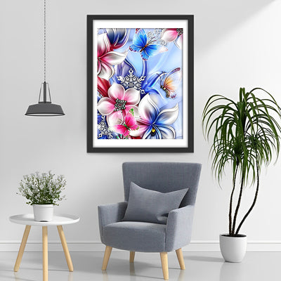 Orchideen, Schmetterlinge und Schneeflocken Diamond Painting