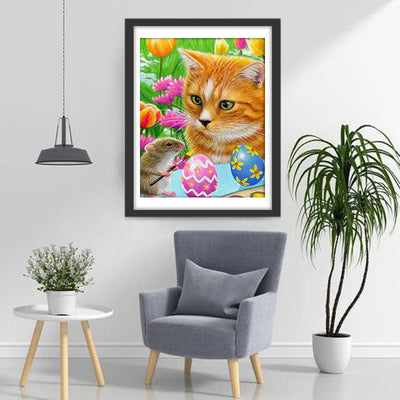 Ostereier, Katze und Maus Diamond Painting