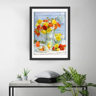 Ostereier und Blumen Diamond Painting