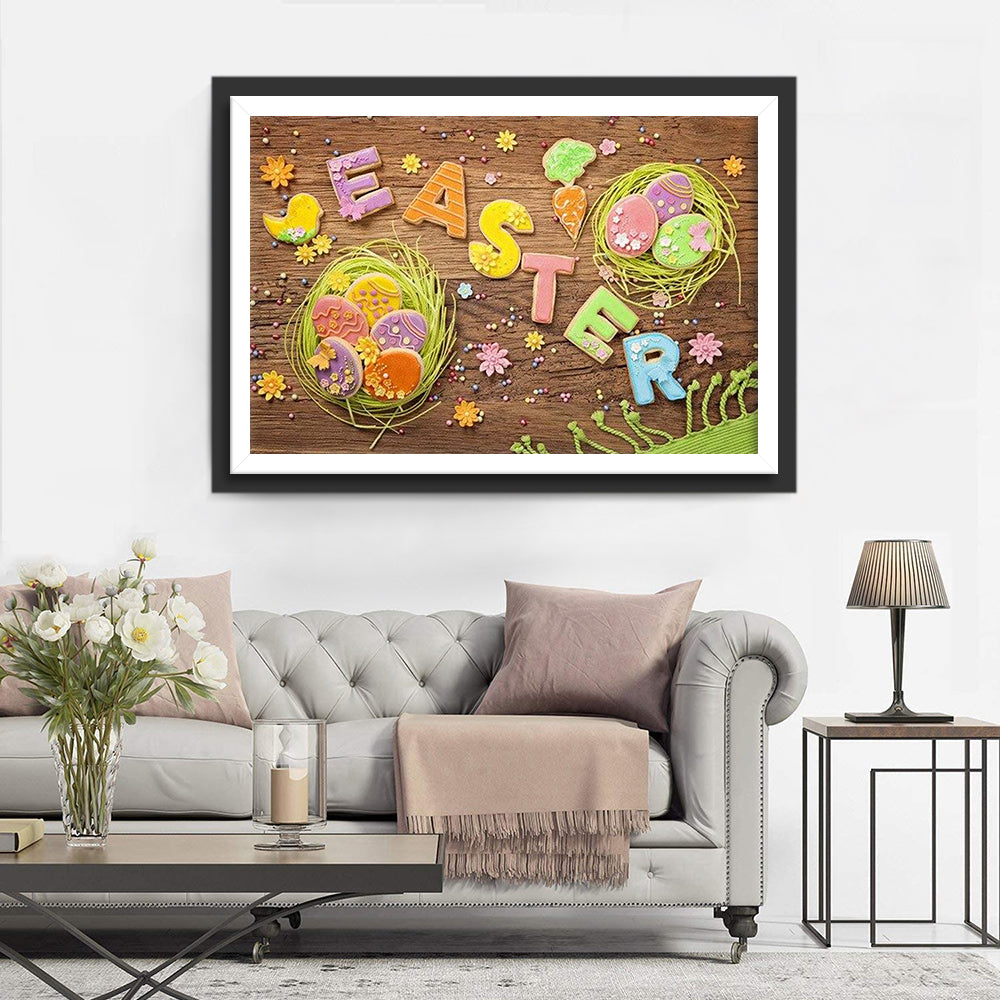 Ostereier und Text Diamond Painting