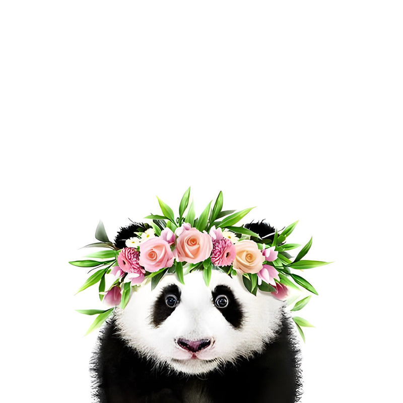 Panda mit Blumenkranz auf dem Kopf Diamond Painting