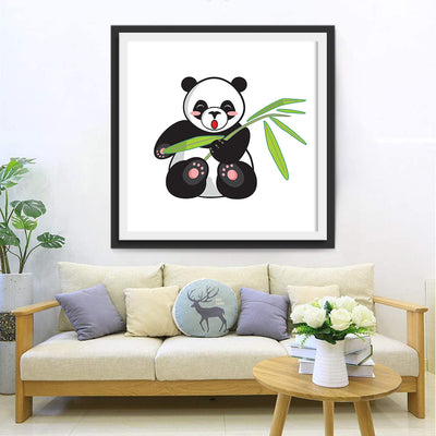 Panda und Bambusblätter Diamond Painting