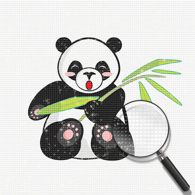 Panda und Bambusblätter Diamond Painting