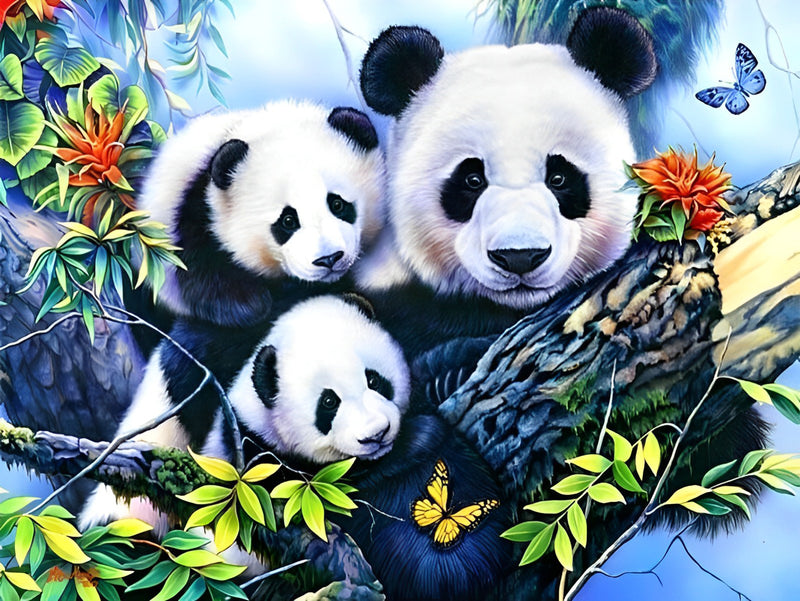 Pandas auf einem Baum Diamond Painting