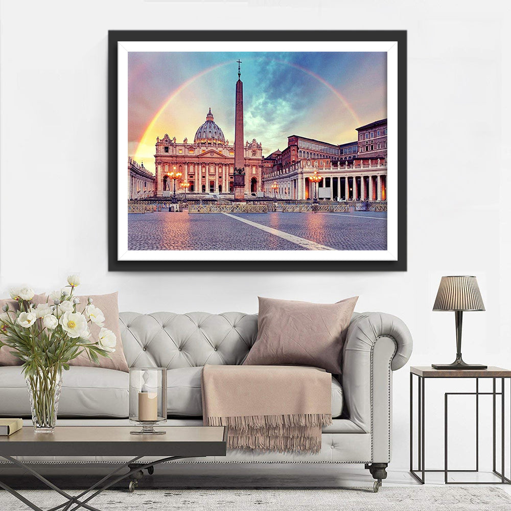 Petersplatz und Regenbogen Diamond Painting