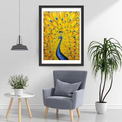 Pfau mit goldenen Fächern Diamond Painting